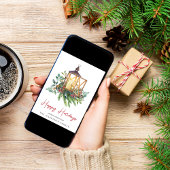 Cartes Pour Fêtes Annuelles Aquarelle de Noël verte lanterne