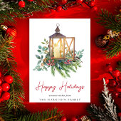 Cartes Pour Fêtes Annuelles Aquarelle de Noël verte lanterne