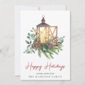 Cartes Pour Fêtes Annuelles Aquarelle de Noël verte lanterne (Devant)