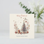 Cartes Pour Fêtes Annuelles Aquarelle de Noël Vintage (Debout devant)