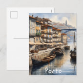 Cartes Pour Fêtes Annuelles Aquarelle de Porto (Devant / Derrière)