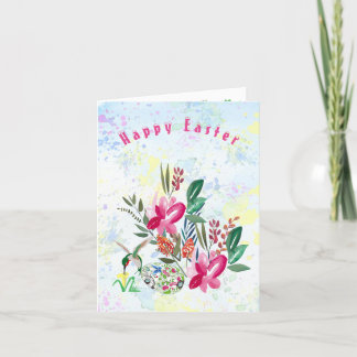 Cartes Pour Fêtes Annuelles Aquarelle de printemps Floral Oeuf de Pâques Plais