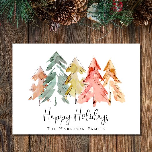 Cartes Pour Fêtes Annuelles Aquarelle de sapin de Noël