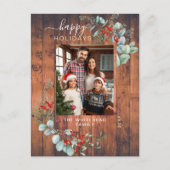 Cartes Pour Fêtes Annuelles Aquarelle de verdure Bois de cerisier rustique (Devant)