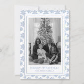 Cartes Pour Fêtes Annuelles Aquarelle Designer Blue Snowflics Noël (Devant)