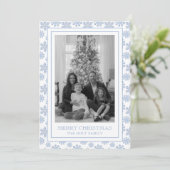 Cartes Pour Fêtes Annuelles Aquarelle Designer Blue Snowflics Noël (Debout devant)