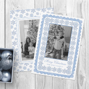 Cartes Pour Fêtes Annuelles Aquarelle Designer Blue Snowflics Noël