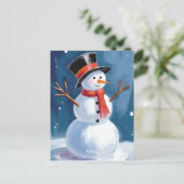 Cartes Pour Fêtes Annuelles Aquarelle d'hiver Snowman (Debout devant)