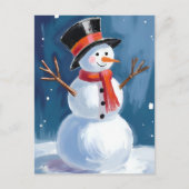 Cartes Pour Fêtes Annuelles Aquarelle d'hiver Snowman (Devant)