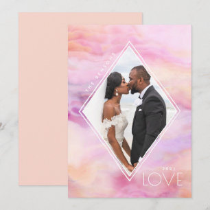 Cartes Pour Fêtes Annuelles Aquarelle Diamond Peach Rose Purple Agate