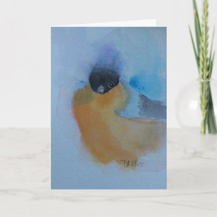 Cartes Pour Fêtes Annuelles Aquarelle d'oiseaux d'hiver à poitrine orange Noël