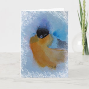 Cartes Pour Fêtes Annuelles Aquarelle d'oiseaux d'hiver à poitrine orange Noël