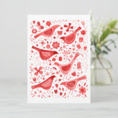 Cartes Pour Fêtes Annuelles Aquarelle d'oiseaux rouge (Debout devant)