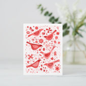 Cartes Pour Fêtes Annuelles Aquarelle d'oiseaux rouge (Debout devant)