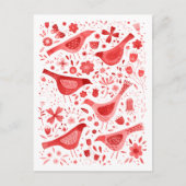 Cartes Pour Fêtes Annuelles Aquarelle d'oiseaux rouge (Devant)