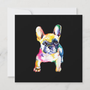 Cartes Pour Fêtes Annuelles Aquarelle d'origine main Français Bulldog Cadeau