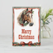 Cartes Pour Fêtes Annuelles Aquarelle du Cheval de Noël (Debout devant)