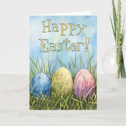 Cartes Pour Fêtes Annuelles Aquarelle Easter Egg Trio (Devant)