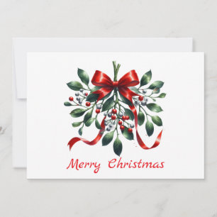 Cartes Pour Fêtes Annuelles Aquarelle élégante feuille de biseau avec ruban ro