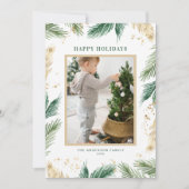 Cartes Pour Fêtes Annuelles Aquarelle et Aiguilles de pin Faux Foil (Devant)