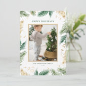 Cartes Pour Fêtes Annuelles Aquarelle et Aiguilles de pin Faux Foil (Debout devant)