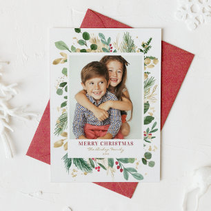 Cartes Pour Fêtes Annuelles Aquarelle et huile hiver verdure Photo Noël