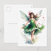 Cartes Pour Fêtes Annuelles Aquarelle Fée de Noël (Devant / Derrière)