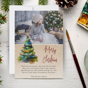 Cartes Pour Fêtes Annuelles Aquarelle Festive Arbre de Noël Photo artistique