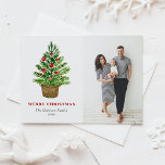 Cartes Pour Fêtes Annuelles Aquarelle Festive Arbre de Noël Photo de Noël<br><div class="desc">Joyeux Noël! Envoyez vos souhaits et messages de Noël à votre famille et à vos amis avec cette carte postale de Noël personnalisable. Il dispose d'un arbre de Noël aquarelle avec des ornements rouges sur un panier en osier. Personnalisez en ajoutant vos détails. Cette carte postale de Noël aquarelle est...</div>