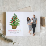 Cartes Pour Fêtes Annuelles Aquarelle Festive Arbre de Noël Photo de Noël<br><div class="desc">Joyeux Noël! Envoyez vos souhaits et messages de Noël à votre famille et à vos amis avec cette carte de Noël personnalisable. Il dispose d'un arbre de Noël aquarelle avec des ornements rouges sur un panier en osier. Personnalisez en ajoutant vos détails. Cette carte de Noël aquarelle est disponible en...</div>