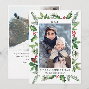 Cartes Pour Fêtes Annuelles Aquarelle Festive Holly Berry Noël 2 PHOTO