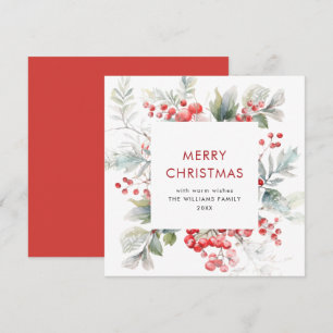 Cartes Pour Fêtes Annuelles Aquarelle Festive Holly Berry Noël vert