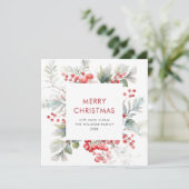 Cartes Pour Fêtes Annuelles Aquarelle Festive Holly Berry Noël vert (Debout devant)