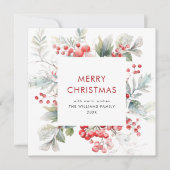 Cartes Pour Fêtes Annuelles Aquarelle Festive Holly Berry Noël vert (Devant)