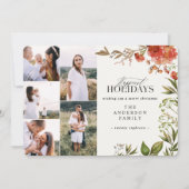 Cartes Pour Fêtes Annuelles Aquarelle feuillage cerf multi photo Noël (Devant)