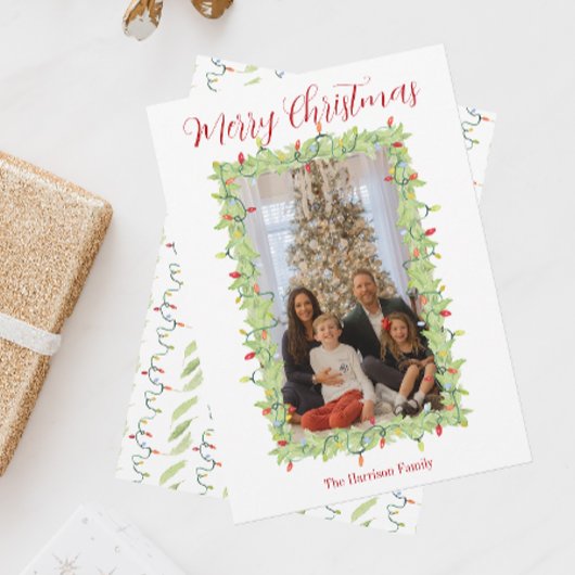 Cartes Pour Fêtes Annuelles Aquarelle Feux de Noël Garland