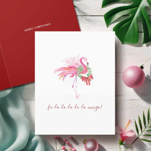 Cartes Pour Fêtes Annuelles Aquarelle Flamant Rose Noël Plage Floride