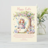 Cartes Pour Fêtes Annuelles Aquarelle Fleur de printemps de Pâques (Debout devant)