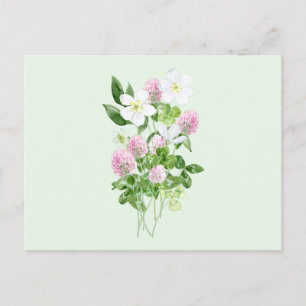 Cartes Pour Fêtes Annuelles Aquarelle Fleurs de trèfle et composition Feuille