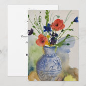 Cartes Pour Fêtes Annuelles Aquarelle fleurs modernes (Devant / Derrière)