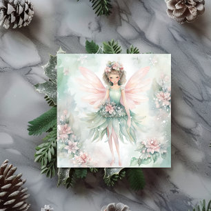 Cartes Pour Fêtes Annuelles Aquarelle Fleurs poilues rose et menthe