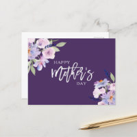 aquarelle fleurs violettes joyeux jour de mère