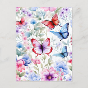 Cartes Pour Fêtes Annuelles Aquarelle Floral Butterfly Motif