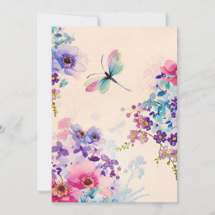 Cartes Pour Fêtes Annuelles Aquarelle Floral Papillon Parties scintillant de j