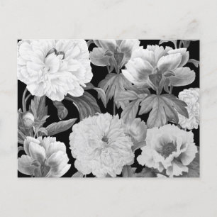 Cartes Pour Fêtes Annuelles Aquarelle florale Black & White Peonies