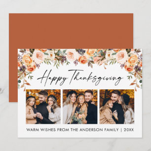 Cartes Pour Fêtes Annuelles Aquarelle Florale Calligraphie Thanksgiving 3 Phot