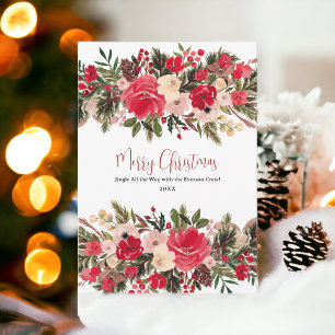 Cartes Pour Fêtes Annuelles Aquarelle florale de Noël rustique