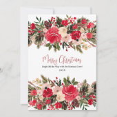 Cartes Pour Fêtes Annuelles Aquarelle florale de Noël rustique (Devant)