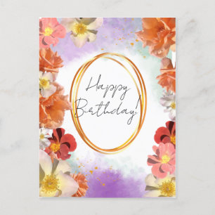 Cartes Pour Fêtes Annuelles Aquarelle florale félicitations