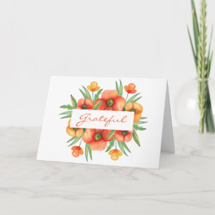 Cartes Pour Fêtes Annuelles Aquarelle florale gracieuse Action de grâces